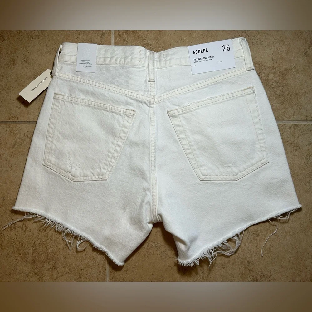 NWT🌷(26) Agolde Parker Denim Long White Shorts - Size 26